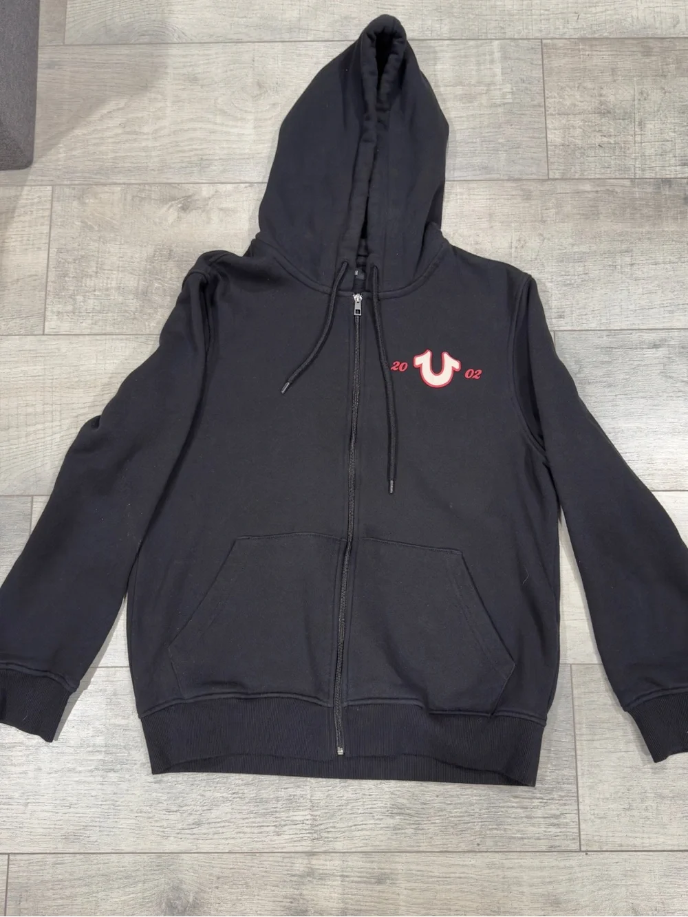 True Religion “2002 Buddha” Black Zip-Up Hoodie Jacket Size M